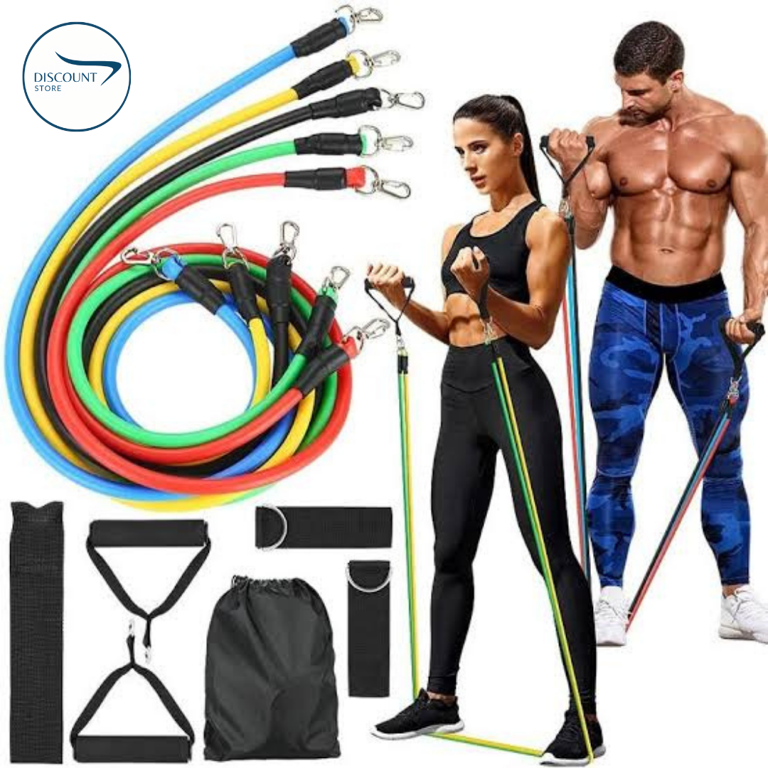 11 Pcs Fitness Resistance Bands Set - (IMPORTED)