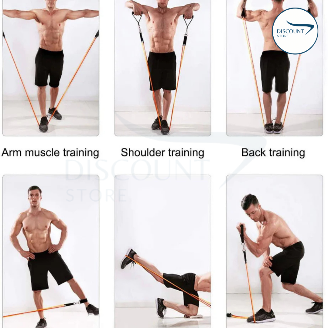 11 Pcs Fitness Resistance Bands Set - (IMPORTED)